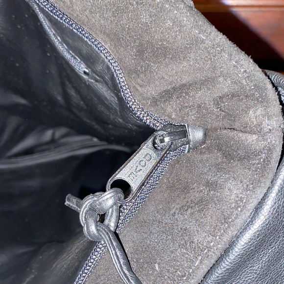 Black leather black suede and black patent Patchwork Shoulder Bag - Picture 12 of 14